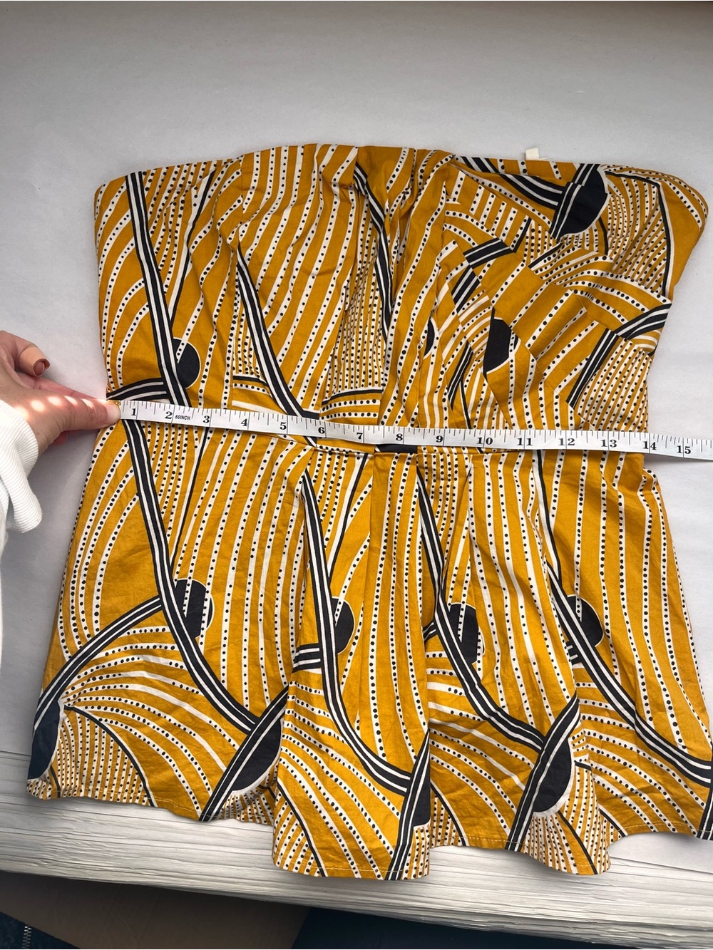Anthropologie Floreat Yellow Printed Strapless Pleated Top 6 - Picture 9 of 10